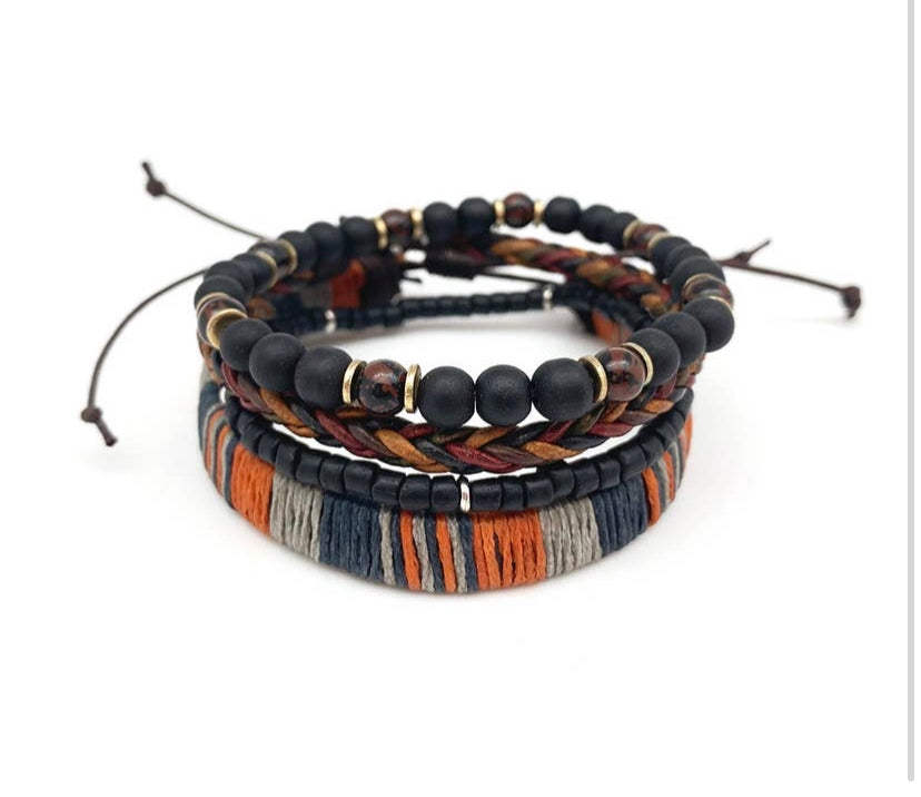 Multi Color beaded Men’s Pull Tie Bracelet