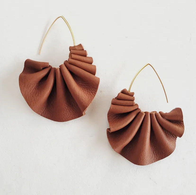 Pleated Leather Hoops