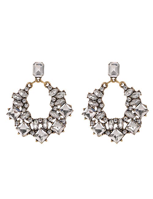 Silver Swarovski Bling Art Deco Earrings